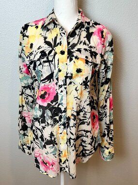Lauren Ralph Lauren Floral Cotton Gauze Button Down Shirt - Size Small